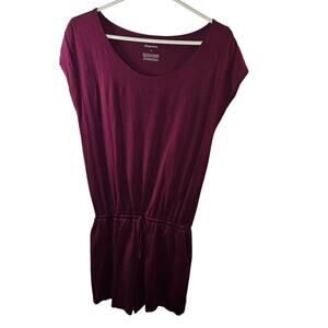 Elegantees Burgundy One Piece Organic Cotton Blend Haven Romper Shorts Small